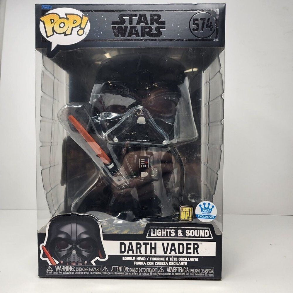 FUNKO POP! STAR WARS JUMBO 10" DARTH VADER FIGURE LIGHTS & SOUND #574 Exclusive